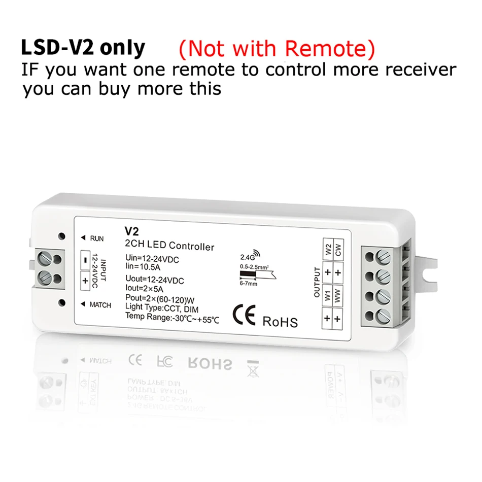 LSD-V2 Only Светодиодный диммер CCT переключатель 12 V 24V 10A 2CH 2,4G WW CW двухцветный светодиодный светильник RF беспроводной пульт дистанционного управления 12 регулятор напряжения - Цвет: LSD-V2 Only