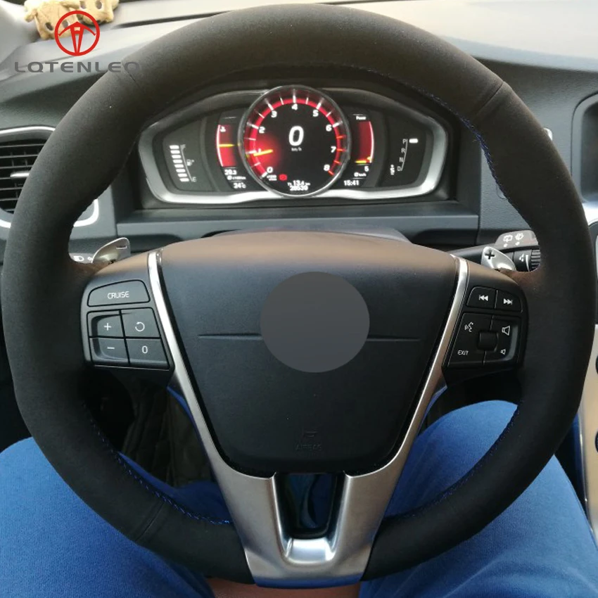 LQTENLEO черная замша DIY автомобиля Руль Обложка для Volvo V70 S80 2012- V40 S60 V60 2011- XC60 XC70 2012
