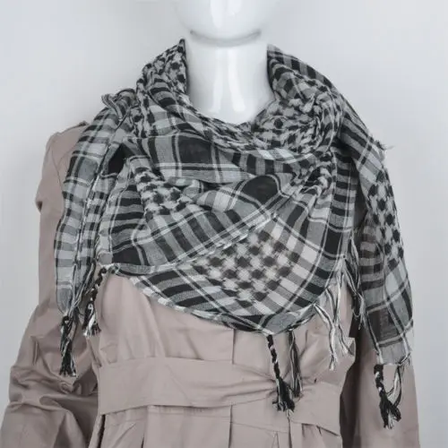 Модный женский арабский шемаг Keffiyeh палестинский шарф шаль кафия Горячая 13 цветов - Цвет: black white