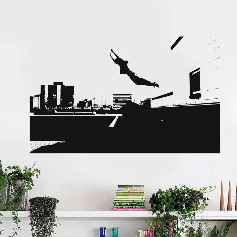 Parkour Free Runner Jump Sport Wall Decor Vinyl Sticker Trick Extreme Art | Дом и сад