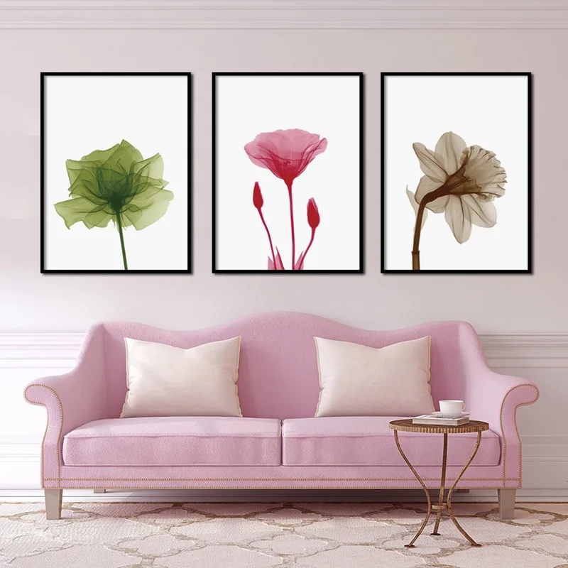 Transparent Flower Modern Scandinavian Nordic Posters and Prints Wall Art Canvas Painting Pictures For Living Room Decor | Дом и сад