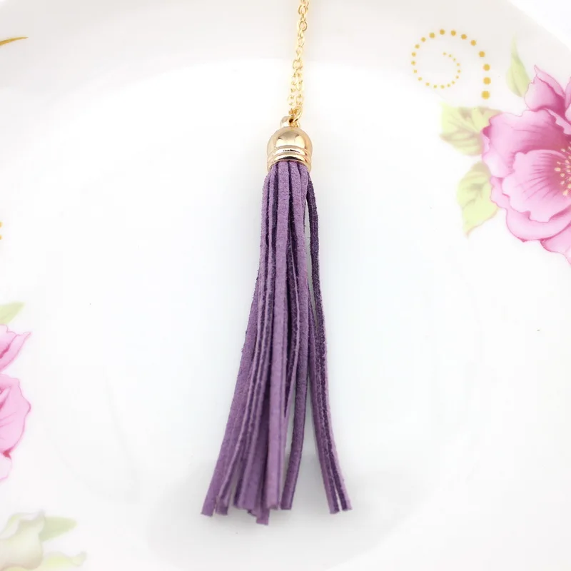 Женское бархатное ожерелье ZWPON длинное с кисточками из кожи красного синего и