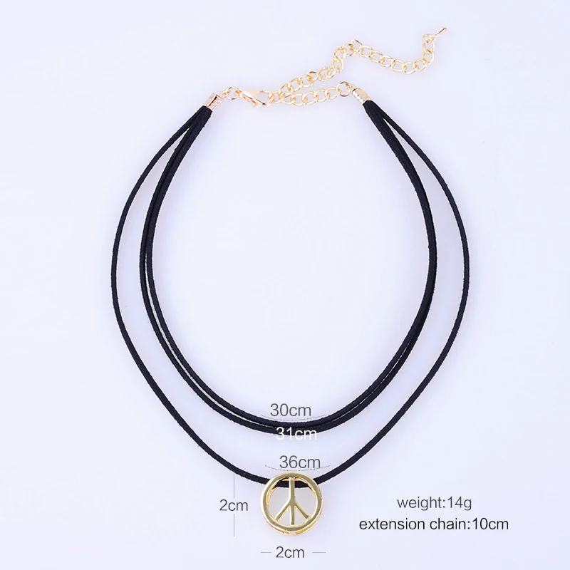 Горячие продажи многослойных black leather choker ожерелье готический простой цинковый