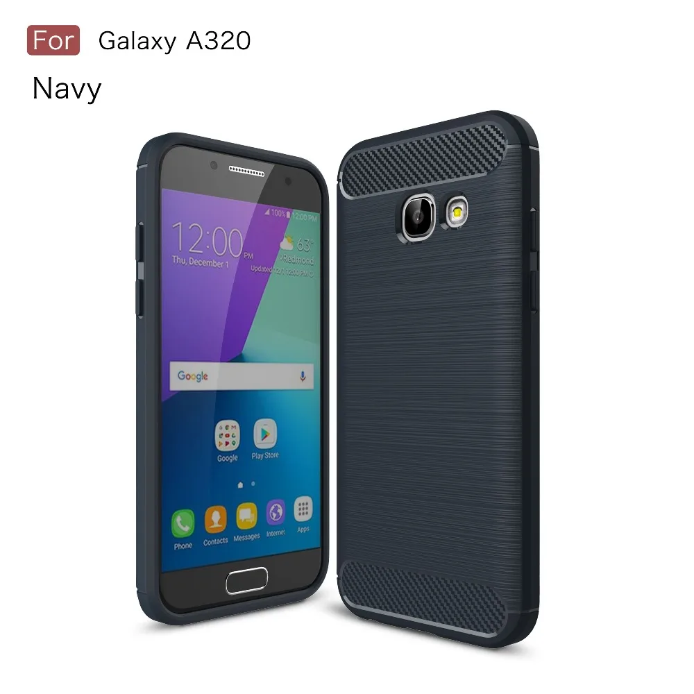 For Samsung Galaxy A3 2017 A320 Cover Bag Shell Carbon Fiber Texture Brushed TPU Gel Phone Cases for Case |