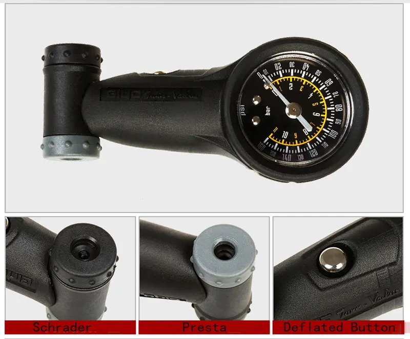 Манометр для велосипедных шин GIYO GG-05 Max 160 PSI F/V A/V велосипедная шина, Воздушный Стол, велосипедные инструменты, оборудование для путешествий, высокое качество