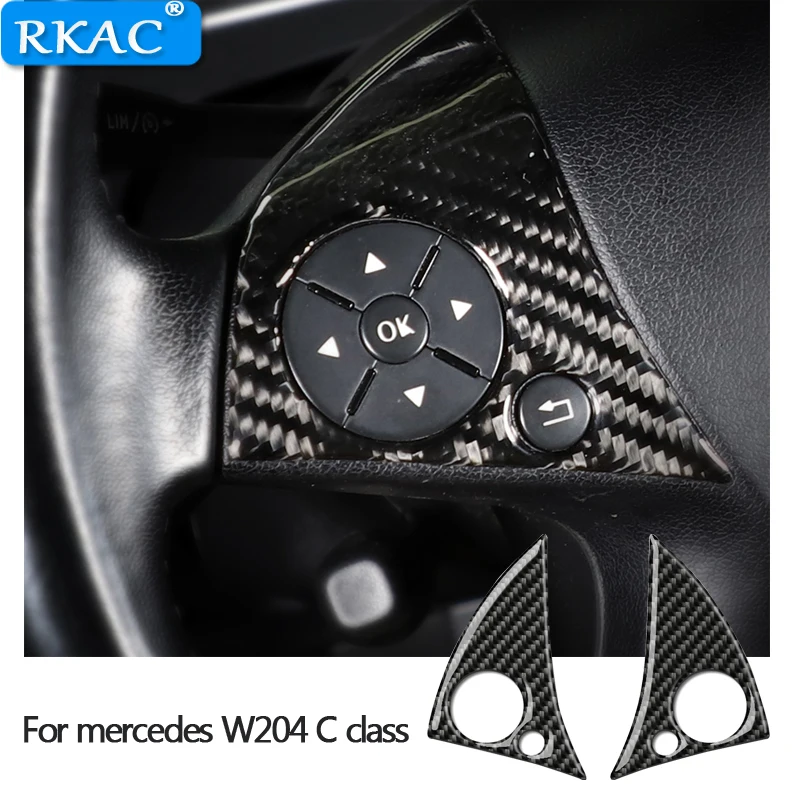 

For mercedes W204 C class Carbon Fiber car modification interior button Stickers Steering Wheel car buttons covers for 2007-2010