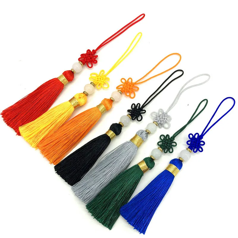 

12pcs/lot 5.5cm Chinese knot tassel with beads silk sewing tassel trim decorative key tassels for DIY curtains home decoration