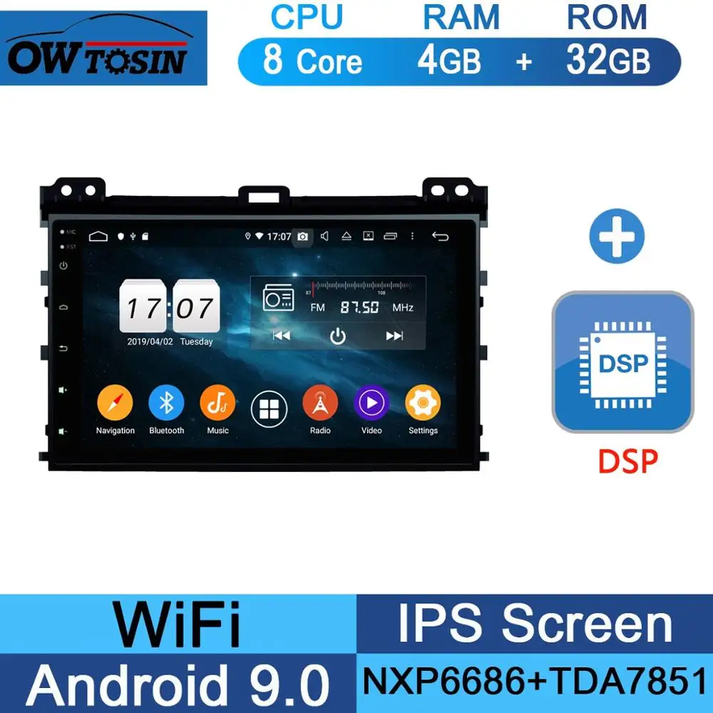32G DSP " ips Android 9,0 8 ядерный 4 Гб ram+ 64 ГБ rom автомобильный DVD радио gps для Toyota Land Cruiser Prado LC 120 2002-2010 DSP CarPlay Parrot BT - Цвет: 32G DSP
