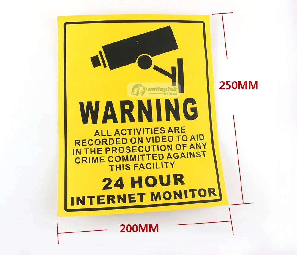 10 шт./лот Предупреждение доска! Наклейка Стикеры 24hr CCTV Камера наблюдения Размеры