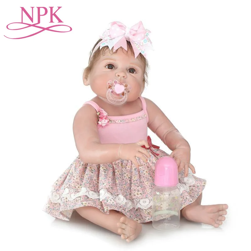 57 см ручной работы реалистичный младенец Reborn Baby куклы реалистичные куклы ребенок Спящая девочка полный тело силиконовые игрушки Bathe для детей