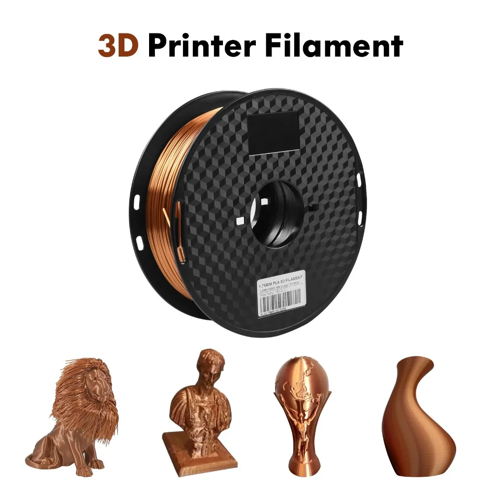3d принтер PLA Филамент 1,75 мм 1 кг шелковая текстура медь Золотой Серебряный мрамор Радуга рулон катушка пластик печатный материал для DIY