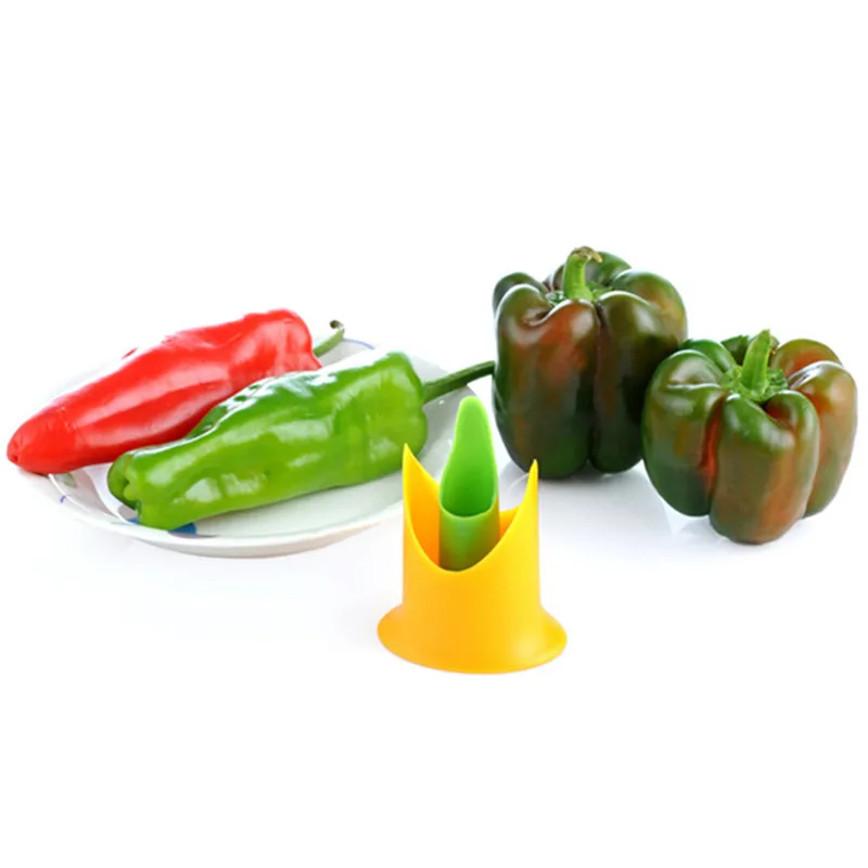 2в1 перец чили колокольчик Jalapeno очиститель семян Зеленый Перец Чили резак коронщик овощечистка фруктов кухонная утварь 301-0446