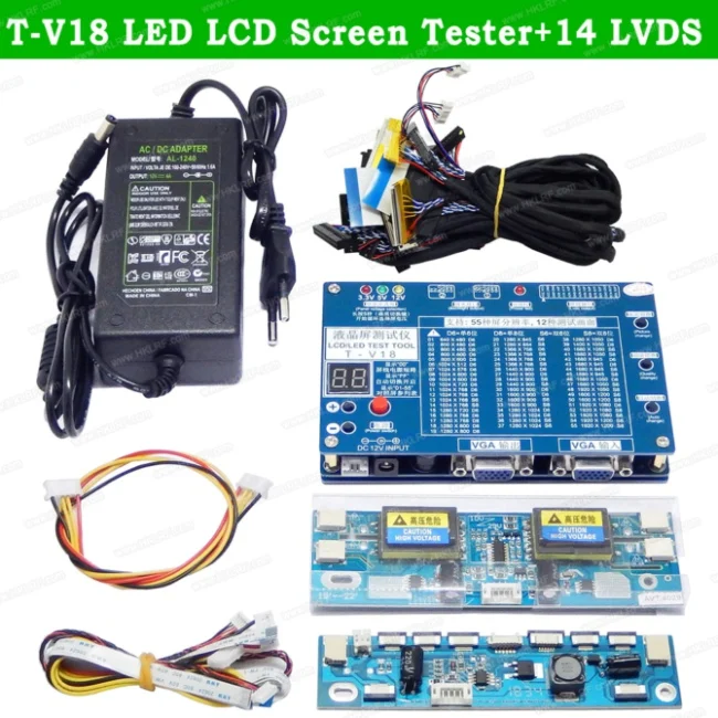 T-V18 With 14 LVDS Ноутбук ТВ/lcd/светодиодный тестовый инструмент Панель Тест er T-V18 поддержка 7-84 дюймов LVDS экран+ 14 шт. экран Линия поддержка s 55 экран s T-V18 - Цвет: T-V18 With 14 LVDS