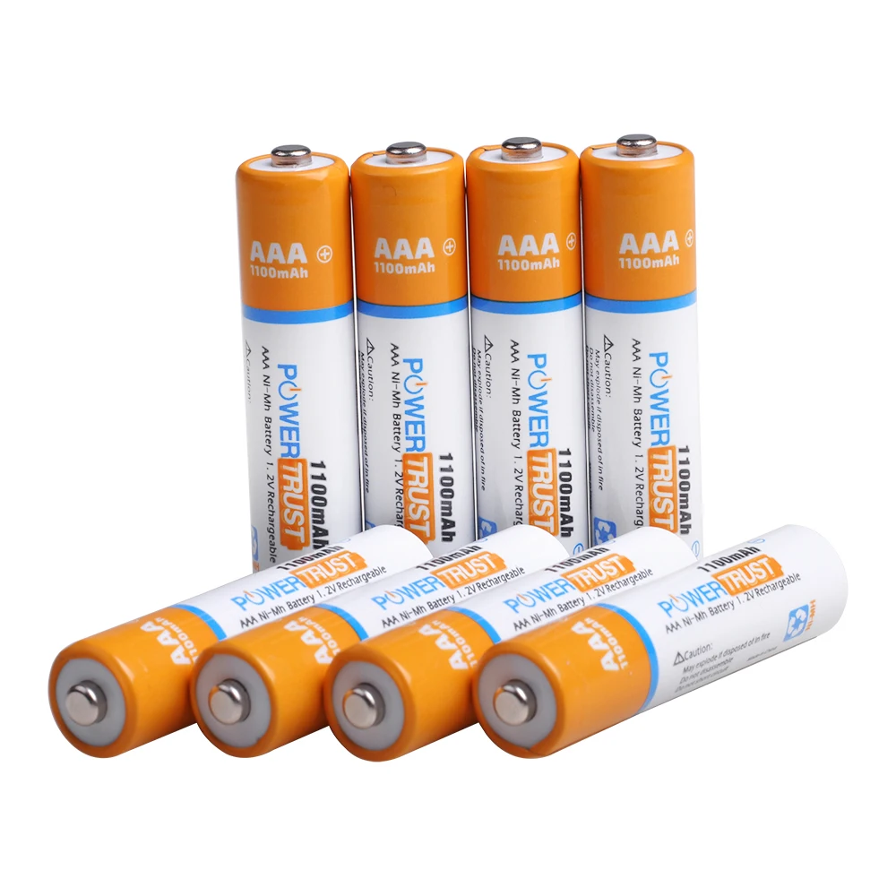 PowerTrust 8 пакетов 1100mAh 1,2 V AAA Ni-MH Аккумуляторная батарея для AAA батарей(чехол в комплекте