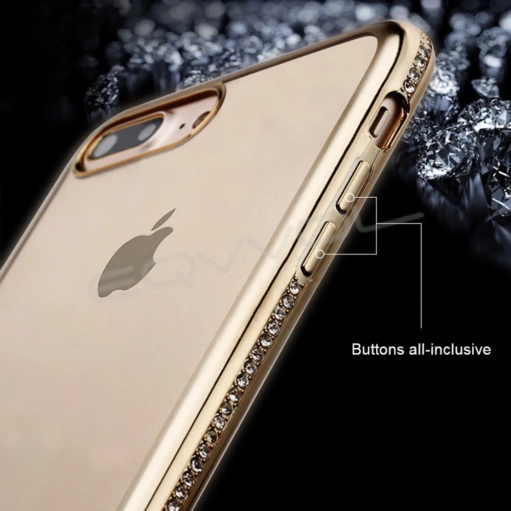 Eqvvol Luxury Diamond Glitter Phone Cases For iPhone X 8 7 6 6S Plus Rhinestone TPU Silicone Cover Case 10 Shells |