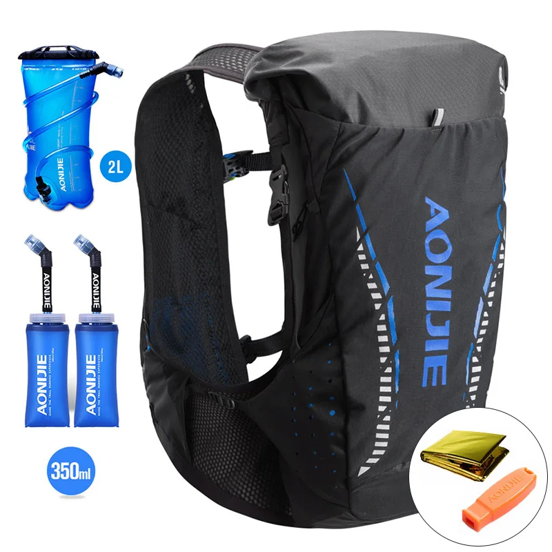 Black Blue Set C AONIJIE уличный спортивная сумка Trail бег рюкзак легкий гидратации жилет для 2 LWater мочевого пузыря пеший Туризм Кемпинг марафон - Цвет: Black Blue Set C
