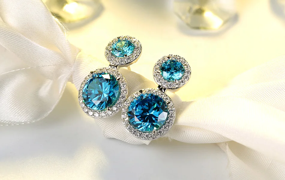 ORSA JEWELS женские серебряные висячие серьги нежные синие фианиты CZ женские модные вечерние ювелирные изделия в подарок OE161