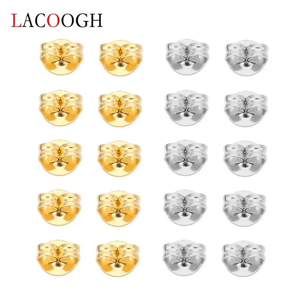 Lacoogh 200 шт./лот 2 вида цветов золотые затычки для ушей из нержавеющей стали