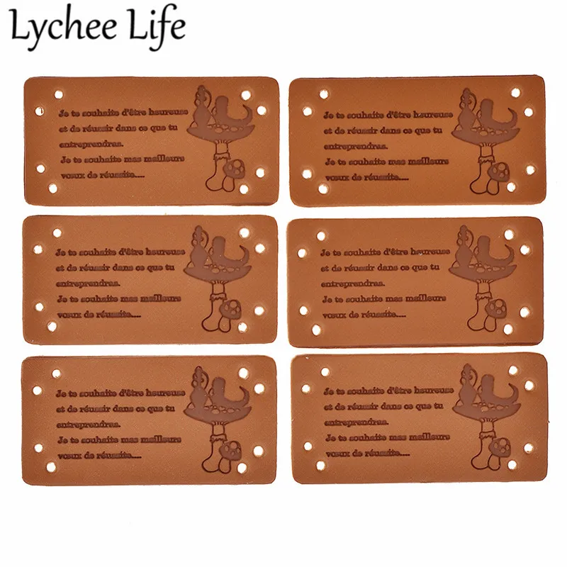 Lychee 20 шт брелки из кожи PU ручной работы этикетки буквы птицы печатные самодельные