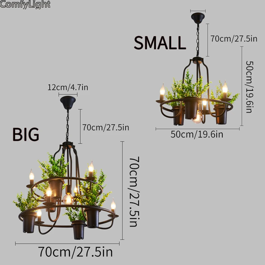 Эко креативный современный подвесной светильник в горшке с растениями для