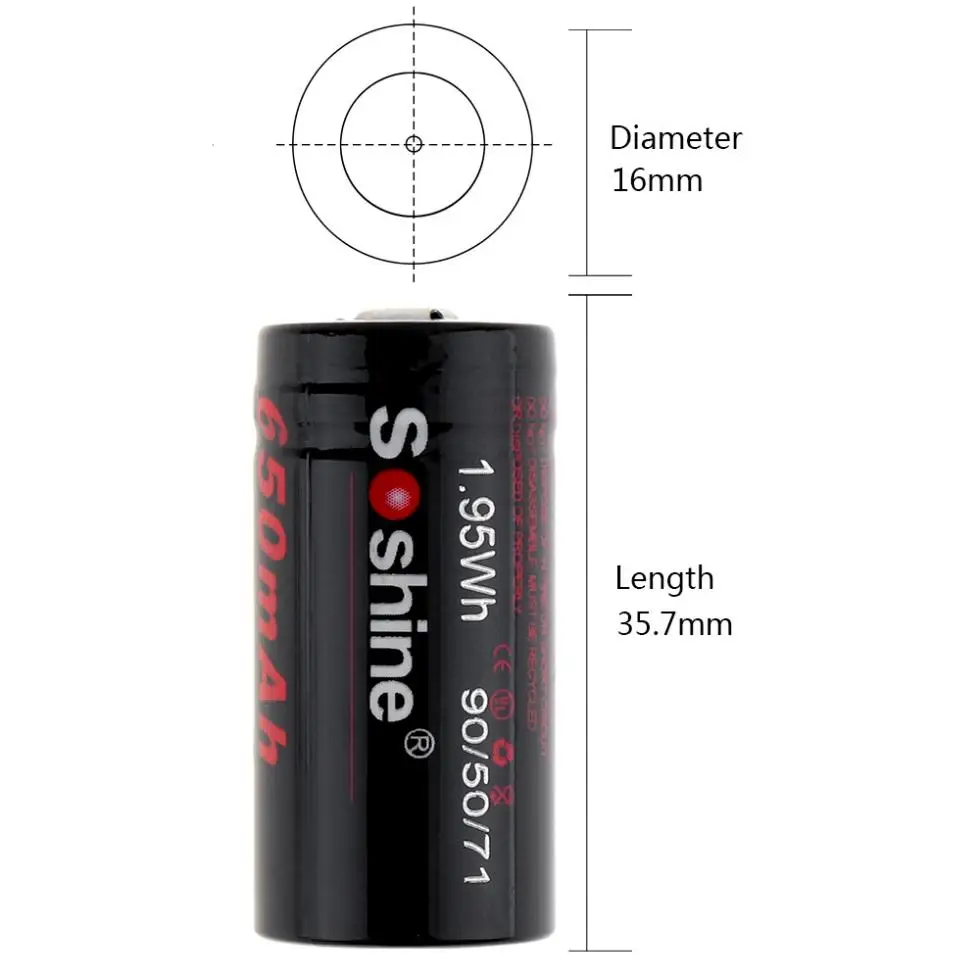 4 шт. Soshine RCR 123 3V 650mAh литий ионная аккумуляторная батарея коробка и