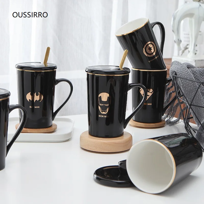 Супергерой Мстители Бесконечность кружки с крышкой и ложкой чистый цвет чашка