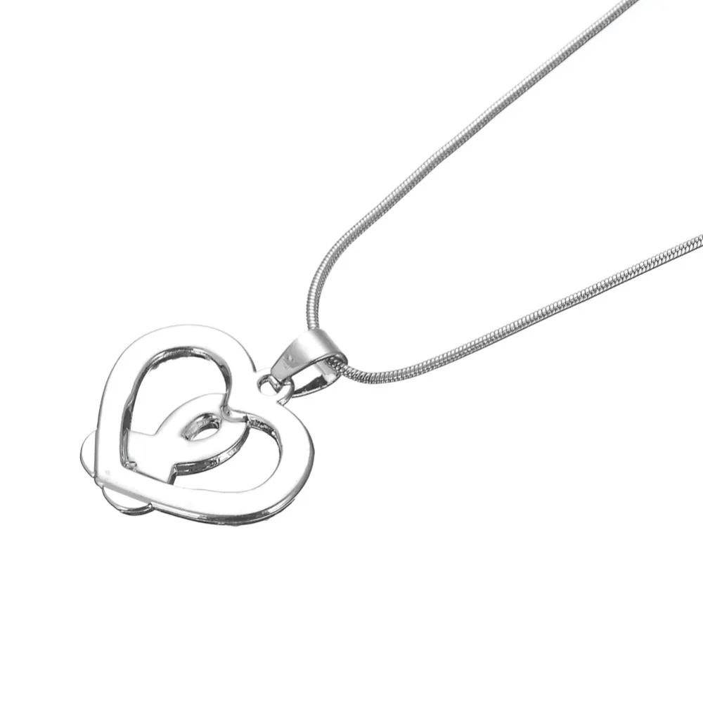 Кулон-ожерелье с эмалью из розовой ленты белые стразы сердце Шарм цепь со змеей |