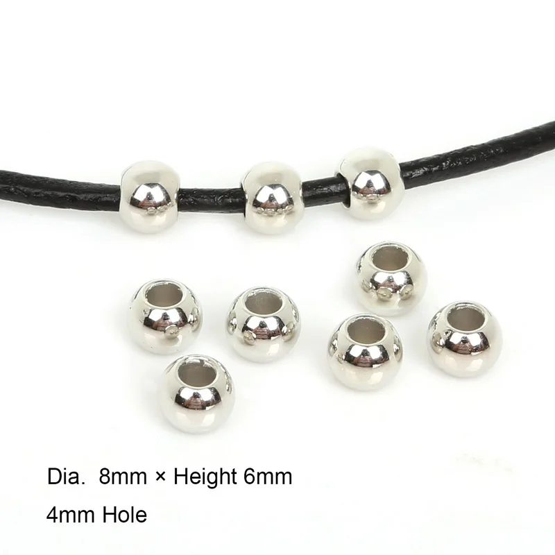 4 6 8 10 12mm Gold/Sliver/Bronze CCB Big Hole Beads Pendant Clip& Clasps Bail Beads DIY Jewelry Making - Цвет: 100pcs