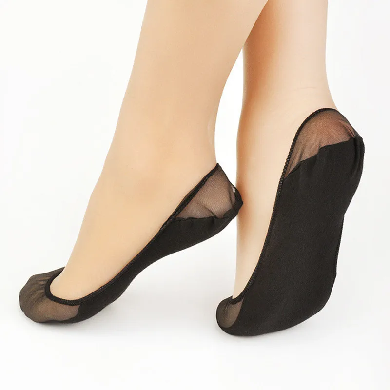 Модные кружевные сетчатые носки женские весна лето невидимое нескользящее