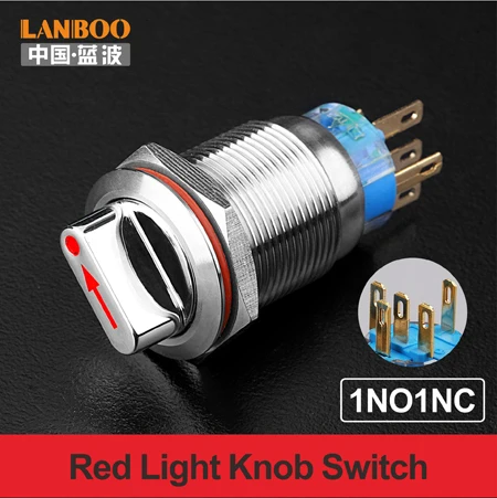 19 мм 22 мм из нержавеющей стали 9v 12v 48V 3A IP67 ручка переключателя - Цвет: Red 1NO1NC