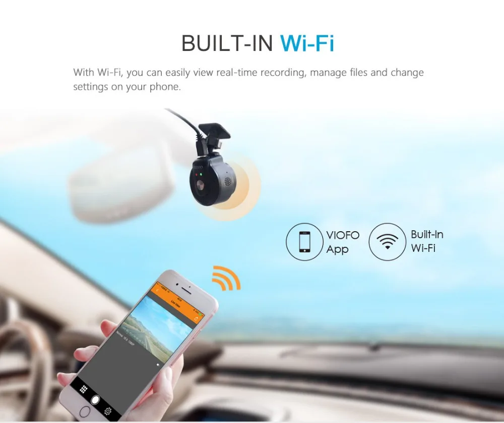 VIOFO WR1 WiFi конденсатор IMX323 сенсор HD 1080P 30fps Novatek 96655 Автомобильный видеорегистратор регистратор детектор движения