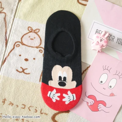 mickey 1 пара ЦУМ Минни, Ститч свинка Дональд хлопковые носки для девочек Мультяшные носки плюшевая игрушка-животное женские носки Весна Лето Носки-башмачки - Цвет: mickey
