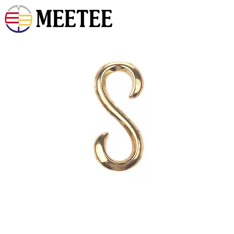 Meetee 10pcs S Buckle Solid Brass Bracelet Leather Rope Snap Hooks Connector DIY Carfts Accessories F1-43 | Дом и сад