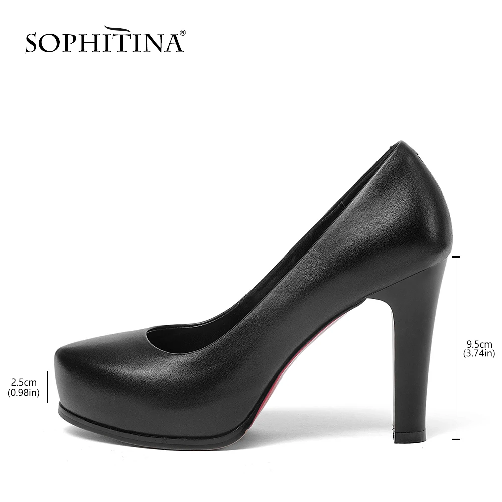 SOPHITINA/пикантные однотонные женские туфли лодочки высокого качества из коровьей