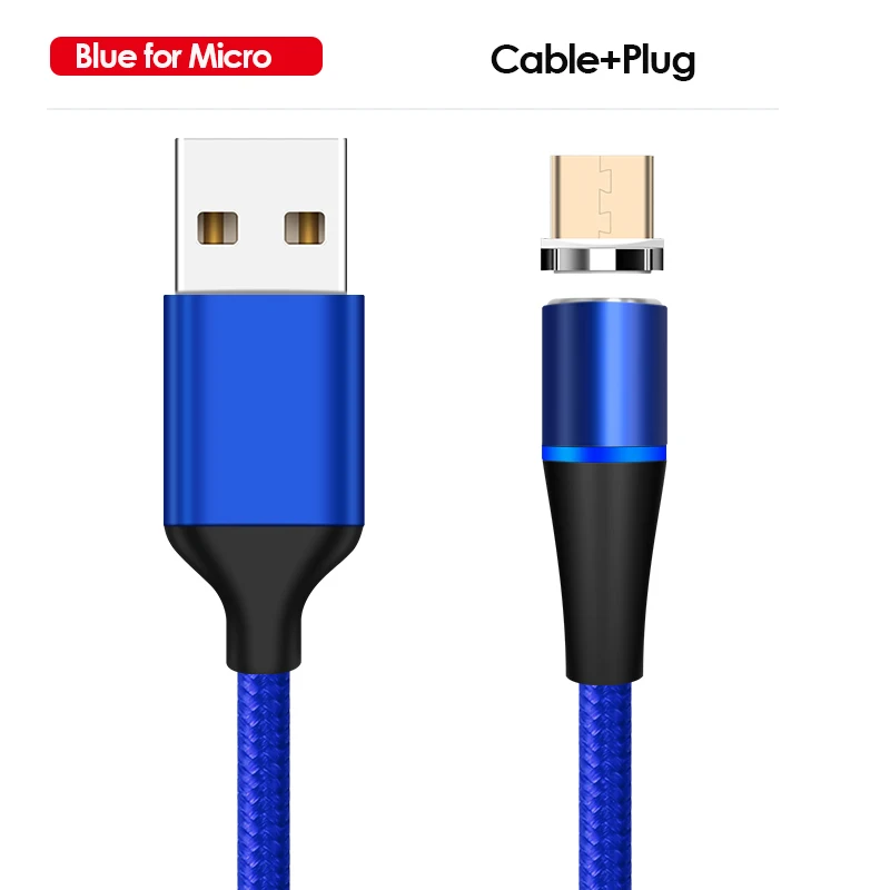 Blue For Micro Магнитный кабель 3A Micro Usb кабель для быстрой зарядки телефона Usb кабель для передачи данных type-C магнитное зарядное устройство Usb-c для iPhone huawei xiaomi - Цвет: Blue For Micro