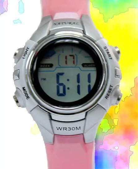 ALEXIS розовый хронограф Подсветка Черный Ободок водостойкий дамы девушки цифровые