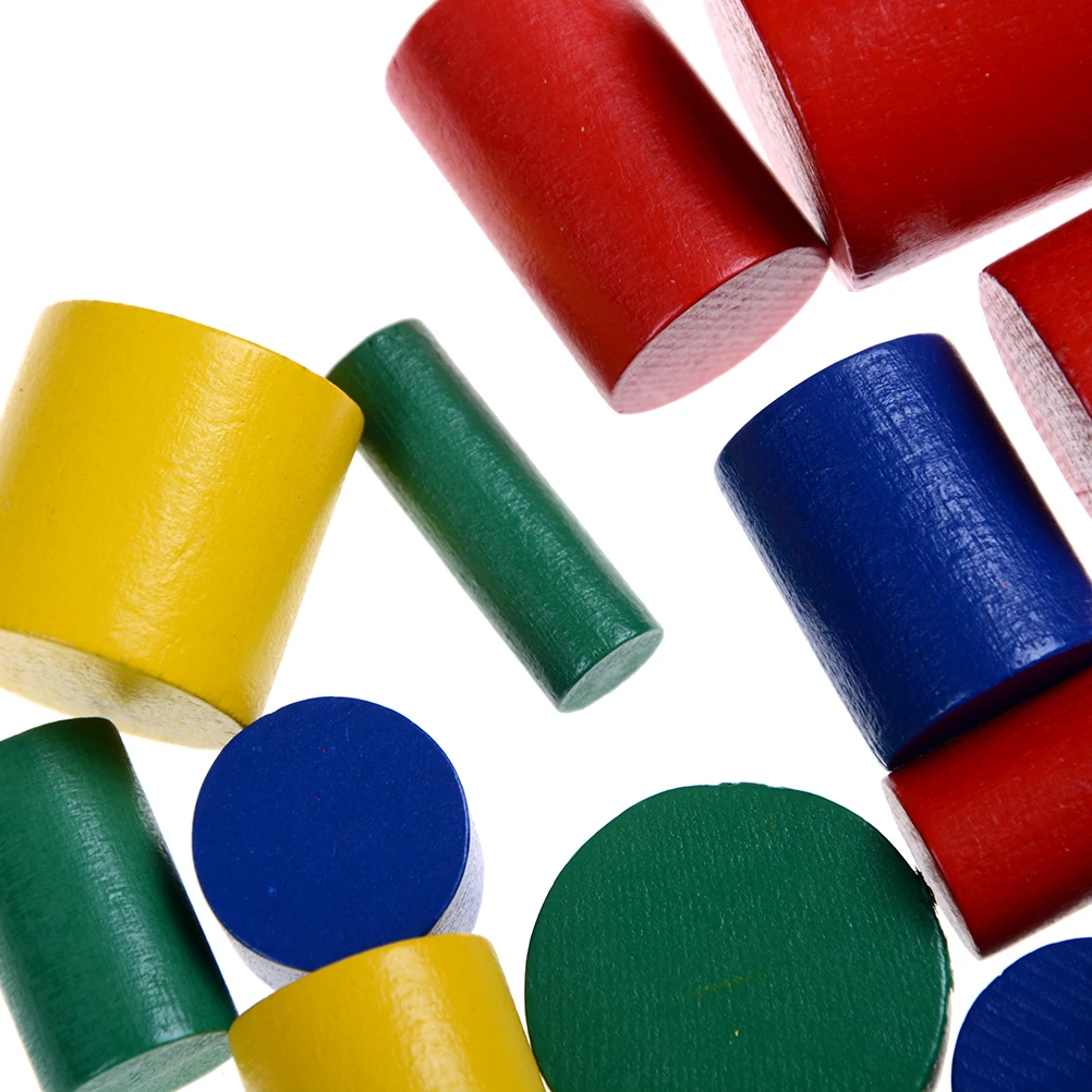 Обучающие деревянные материалы геометрические цилиндрические блоки для детей