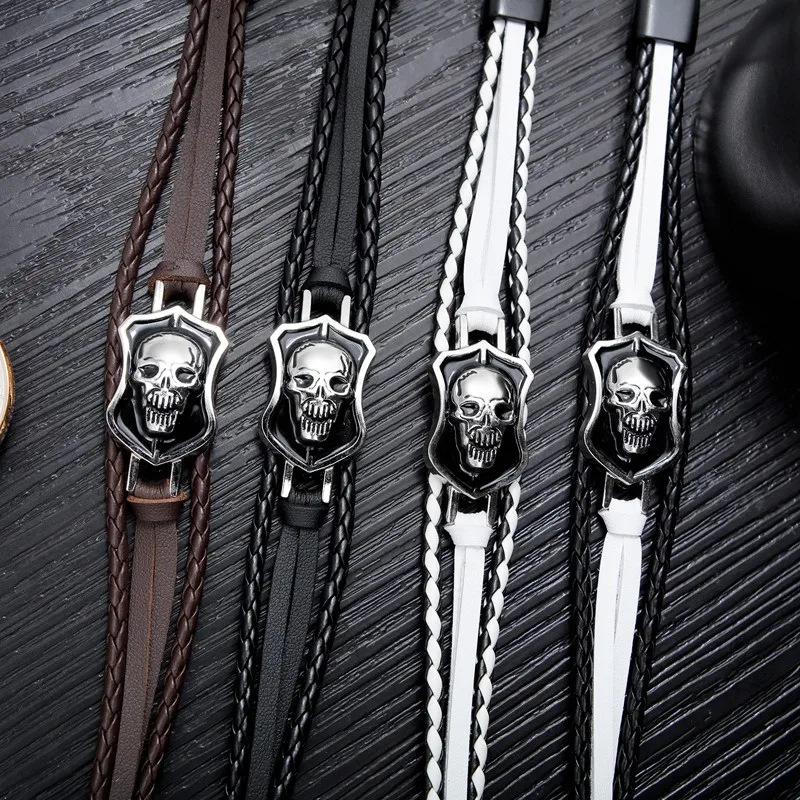 Мужские кожаные браслеты 2018 браслет ручной работы в стиле панк с черепом
