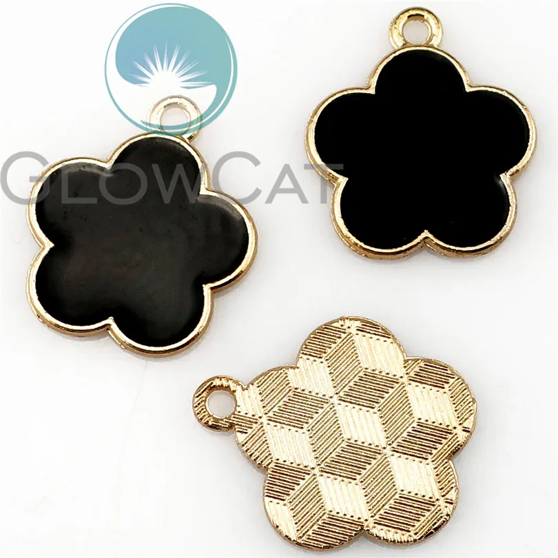 Черная эмаль металлическая Геометрия капля Звезда Сердце Круг Золотой Цвет