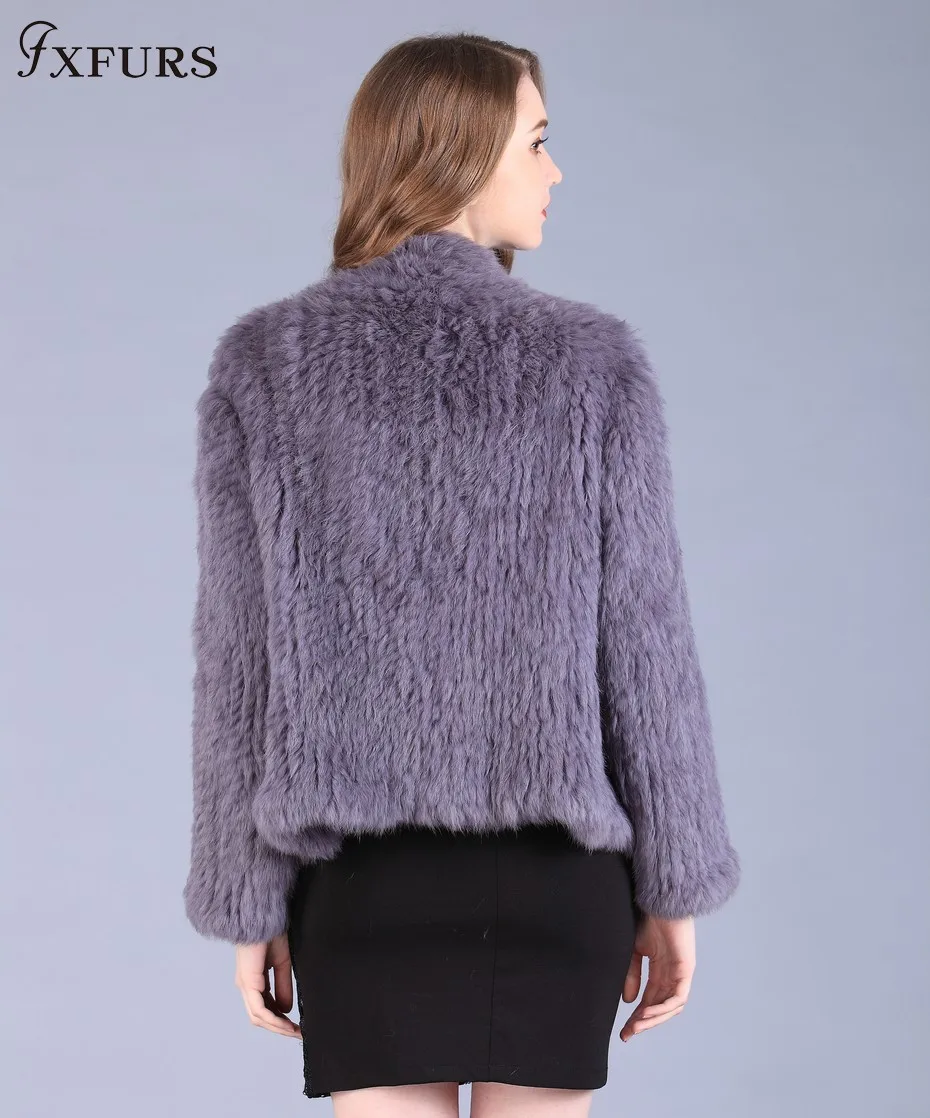 FXFURS натуральный мех кролика пальто модные меховые куртки зимняя теплая верхняя одежда кролика меховой кардиган женский стиль
