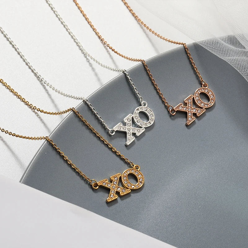 Хрустальное ожерелье XO Золотая цепочка ожерелья подвески для женщин и девочек