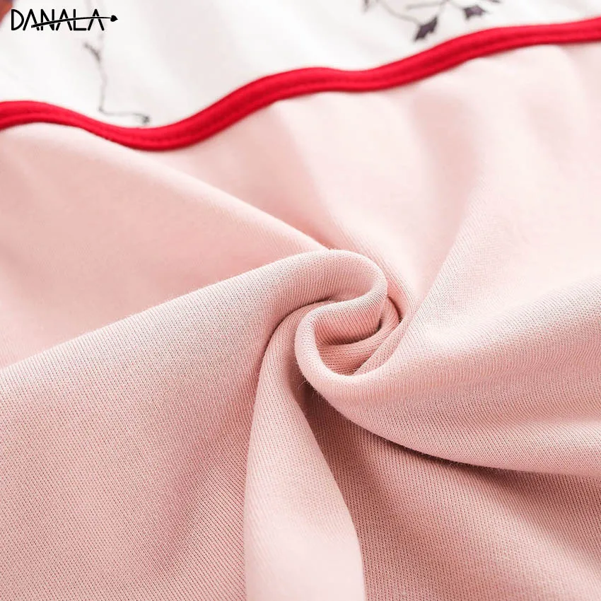 Женский пижамный комплект с коротким рукавом DANALA Повседневный хлопковый принтом