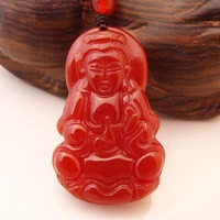 kyszdl wholesale rare nateral red agate pure hand polished carving kuan yin agate pendant s013