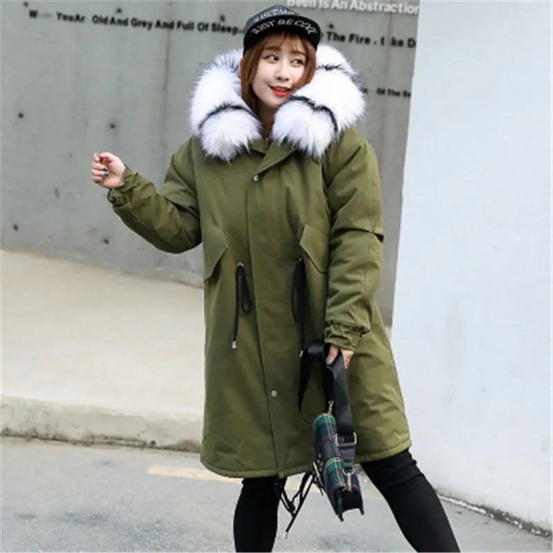 High Quality Winter Coat Women Hooded Long Army Green Overcoat Black Parkas 4XL 110KG Large Size Warm Lady Jackets 746