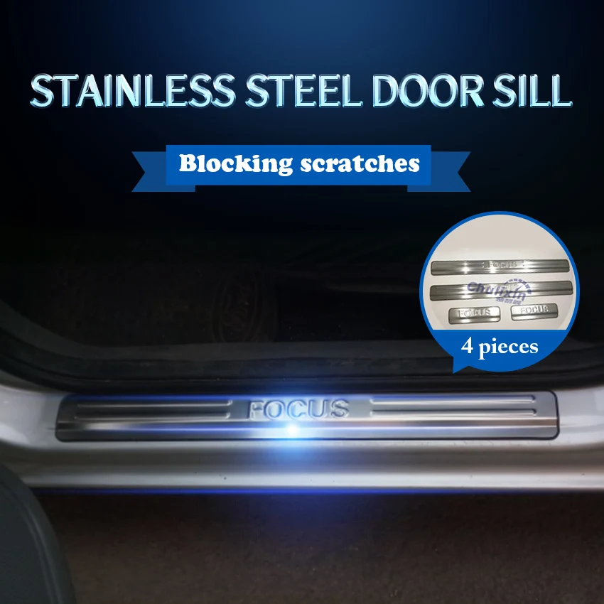 4 шт./лот наклейка из нержавеющей стали Накладка на порог для 2005 2006 2007 2008 2009 2010 FORD