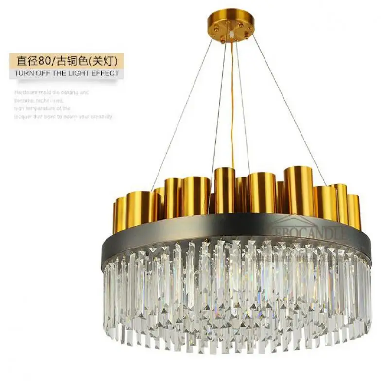 Современная круглая художественная лампа из нержавеющей стали хрустальная