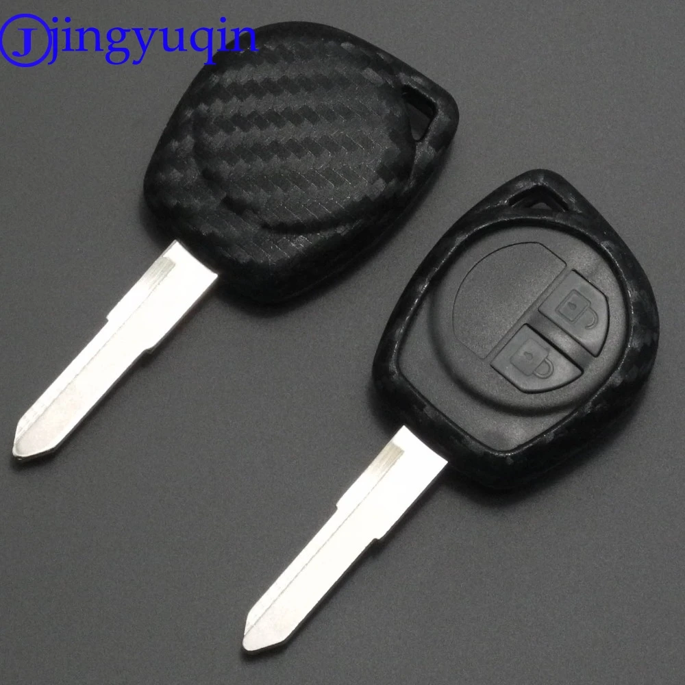 

jingyuqin For Suzuki /SX4 /Swift /Vitara Remote Carbon Silicone 2 Buttons Car Key Case Fob Protect Cover New Holder