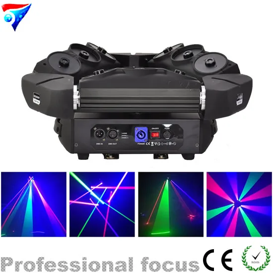 Бесплатная доставка 9 глаз светодиодный x 3 светодиода паук DMX RGB светодиод лазер