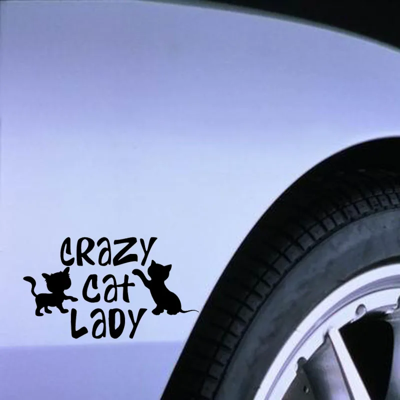 YJZT 15 2 см * 8 Виниловая наклейка для автомобиля Наклейка Crazy Cat Lady Kitten Pet черный