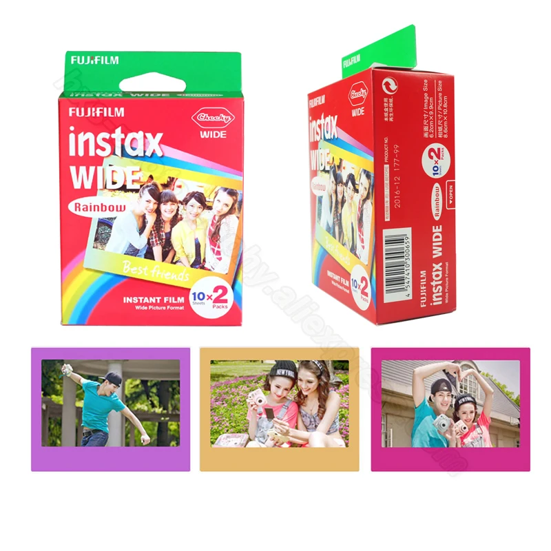 Подлинная Fujifilm Instax Wide фильм монохромный/белый/Радуга для Fuji мгновенный Polaroid Instax широкоугольный фотоаппарат 300/200/210/100/500AF